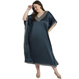 Gypsie Blu Darkest Spruce Women Kaftan Dress Plus Size Maxi Kimono Dresses